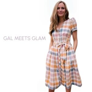 Gal Meets Glam Poppy Button Down Shirtdress | Rainbow Gingham